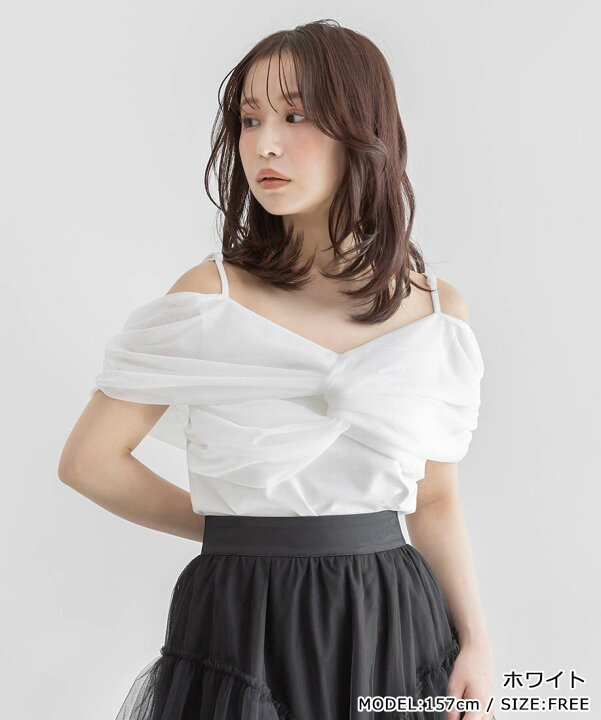 楽天市場】【40%OFF】RANDA/ランダ/チュールオフショルダートップス 