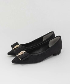 通勤/パンプス フラット ローヒール ぺたんこ 痛くない【22.0cm〜26.0cm】RANDA/ランダ/モノグラムパーツリボンフラットパンプス/DP35277/R2【25AW★送料無料】