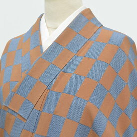 【30%OFF★在庫復活】 リサイクル着物 江戸小紋 正絹 仕立て上がり 寺山存男作 裄67cm L 身丈165cm L ちょっとふくよかL 青色系 市松文様 特品★★★★ pp0553b【中古】