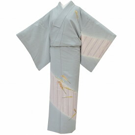 【50%OFF】リサイクル着物 身丈159.4cm 裄丈63cm 付下げ 正絹 仕立て上がり 袷 訪問着 S M グレー色系 扇子文様 特品 着物リサイクル 着物 中古 帯 リサイクル 振袖 浴衣 袴 和服 古着 【中古】