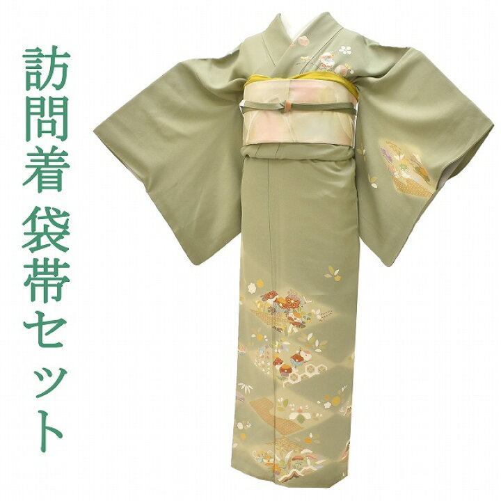 楽天市場】【中古】 訪問着 リサイクル着物 袋帯 セット 正絹 仕立て 