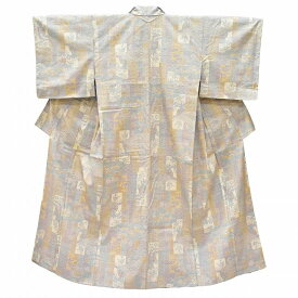 【中古】 紬 正絹 リサイクル着物 未使用品 仕立て上がり 裄62cm 身丈149.5cm S 紫 青色系 亀甲絣 花文様 特品★★★★ ss0669b [ 着物 中古 帯 リサイクル 振袖 浴衣 袴 和服 古着 ]