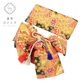【中古】 子供 作り帯 女の子 単品 リサイクル帯 化繊 お正月 七五三 ジュニア 金色系 毬文様 特品 kkb3208b [ 和服 節句 子供 アウトレット きもの kimono ]