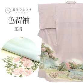 リサイクル着物 色留袖 正絹 仕立て上がり 裄64cm 身丈158.5cm M 紫色系 風景文様 訪問着仕立て 一つ紋 友禅 落款有り tt1041b 【中古】 [ 和服 入学式 卒業式 母 結婚式 お宮参り アウトレット きもの kimono ]