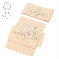 ＼30%OFFクーポン+P2倍／ 作り帯 付け帯 正絹 仕立て上がり リサイクル帯 名古屋帯 ピンク色系 四季花文…