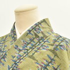 【21%OFF】【中古】/リサイクル着物/紬/真綿紬/正絹/緑/木文様/裄63cm/Lサイズ/つむぎ/hh1676/ちょっとふくよか/Lサイズ/ぽっちゃり/大きいサイズ/着物/ふくよかサイズ/【着物ひととき】