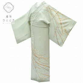 ＼P5倍+最大5500円OFFクーポン／ 【中古】 訪問着 中古 身丈164cm 裄丈69cm 正絹 仕立て上がり リサイクル着物 刺繍 袷 L 緑系 桜文様 特品 [ 和服 入学式 卒業式 母 結婚式 お宮参り アウトレット きもの kimono 着物ひととき] rr0524b