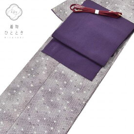 【P5倍】【30%OFF★在庫復活】 【中古】 小紋 リサイクル着物 名古屋帯 セット 正絹 仕立て上がり 帯締め付き 袷 コーディネート 身丈152.5cm 裄62.5cm S 紫系 青海波文様 特品★★★★ [ 和服 着付け教室 お茶 カジュアル アウトレット kimono 着物ひととき]【r26】