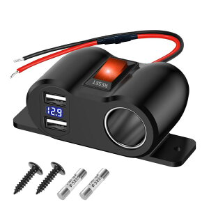3T6B 車用充電器 180W シガーソケット usbポート 増設 カーチャージャーデュアル QC3.0 USBポートソケット LED電圧表示 スイッチ付き 12V/24V車両 車用 バイク ボート トラック キャラバン マリン ブ