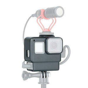 HAFOKO V2 for Go Pro 7 6 5 3.5mm �₽���C �A�_�v�^ �� �}�C�N���t�H�� �ی�n�E�W���O �z���_�[�t���P�[�X �{�M���O�t���[�� �P�[�W �}�E���g �ƌ݊���������܂� �A�N�V�����J���� �t���i