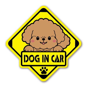 SignStore �����g�C�v�[�h���̕W�����X�e�b�J�[ Dog in Car 13.5cm×13.5cm ���F �r�j�[�� ���{�� character_18_TP_Dog