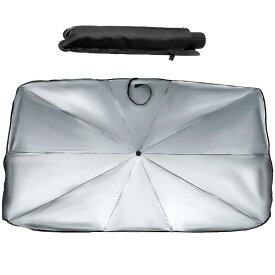 【2025強化版 頑丈な10本傘骨＆折りたたみ式】車用サンシェード 傘型 傘式サンシェード 小型SUV 普通車汎用 取り付き簡単 収納便利 コンパクト 車中泊 日除け 運転日焼け防止 熱中症対策 UVカ