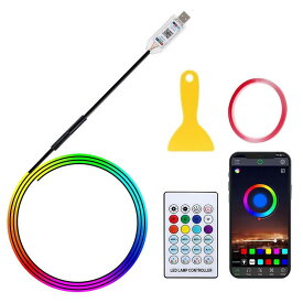 3T6B 車用LEDテープライト フットライト車 アンビエントライト 車内LED照明 Bluetoothアプリ/リモコン/USB操作 明るさ調整対応 DC5V USB給電 車/バー/店の装飾用