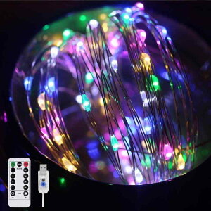 Azakka mini LED �W���G���[���C�g 10M 100�� �C���~�l�[�V�������C�g USB���d�� �t�F�A���[���C�g �����R���t���z���f�[�f�R���[�V�������C�g 8��ރ��[�h �_�� �_�� �^�C�}�[�@�\ ���߉\�Ȗ�