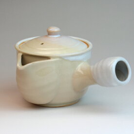 萩焼 萩陶苑 牡丹急須半白（茶こし付）白箱 340ml【焼き物/陶器/茶器/茶道具/日本茶/04702】