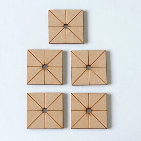チャルカ 糸ボタン土台　糸ボタンベース　5個セット（四角形） 無塗装（MDF） ナチュラル ハンドメイド材料