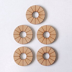 チャルカ 糸ボタン土台　糸ボタンベース　5個セット（丸／穴大） 無塗装（MDF） ナチュラル ハンドメイド材料
