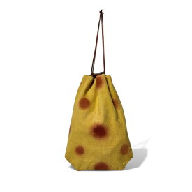 顔料で染めたハンドメイドの信玄袋