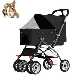 新品発売2000円クーポンあり＼送料無料／ペットカート 折りたたみ 4輪 軽量 多頭 小型犬 ペットバギー 猫 ドッグカート バギー ブレーキ カート ペット 折り畳み フォールディング 犬 ドッグ キャット 小動物 サスペンション おしゃれ コンパクト