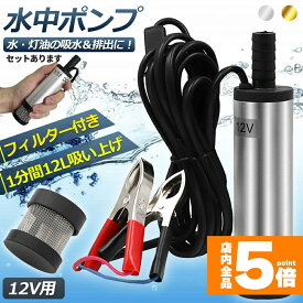★期間限定！ポイント5倍★ 水中ポンプ 12V 小型 ウォーターポンプ 12L/min セットあります 2カラー バッテリークランプ 電動 ポンプ ケーブル 3m スイッチ式 強力 給油 給水 排油 排水 灯油 海水 船舶 風呂 水槽 汚水