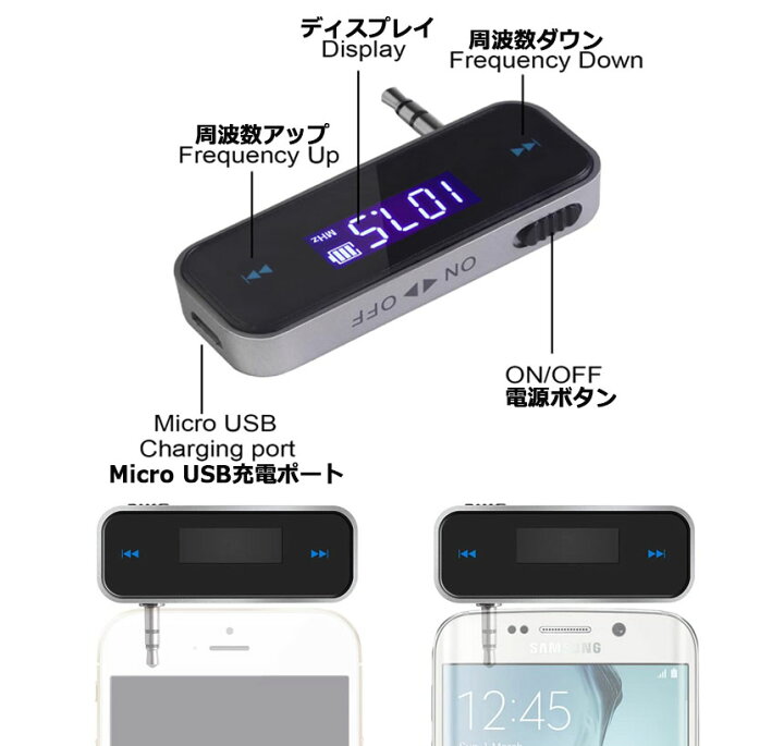 楽天市場 Fmトランスミッター ワイヤレス オーディオ ハンズフリー通話 充電式 3 5mm カーステレオ スマホ タブレット Mp3プレーヤー Ipad Iphone Android 対応 Auxオーディオ Mp3 音楽 再生 送料無料 ヒットストア