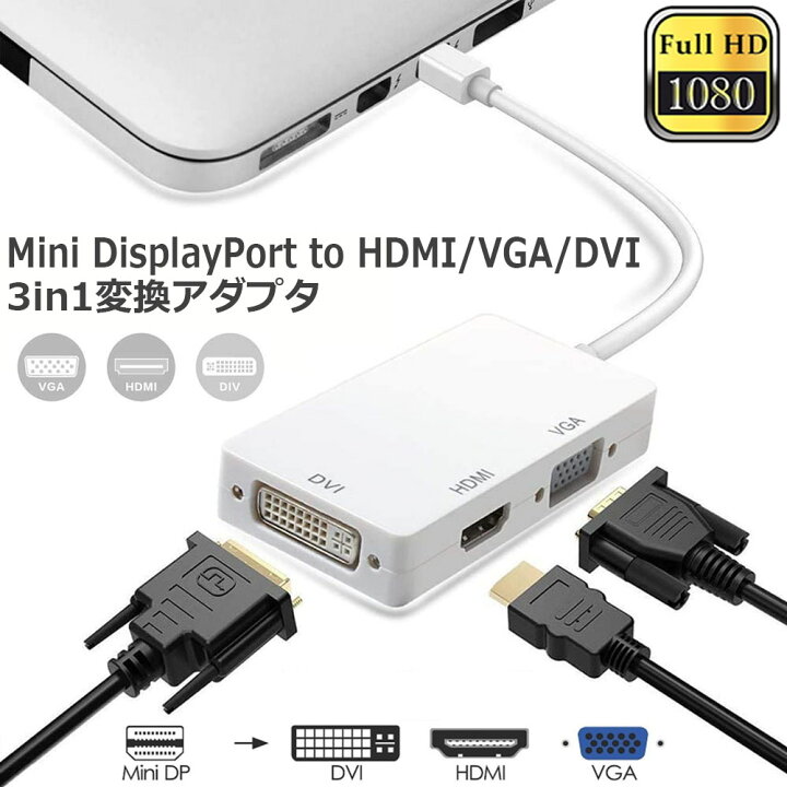 pessimistisk pen zoom 楽天市場】Mini Displayport to HDMI DVI VGA 3in1変換アダプター Thunderbolt to HDMI  Surface pro 対応 MiNi DP ビデオアダプタ Mac Book Air Mac Book Pro iMac Mac mini  Surface pro 1 2 3対応 ホワイト 送料無料 :