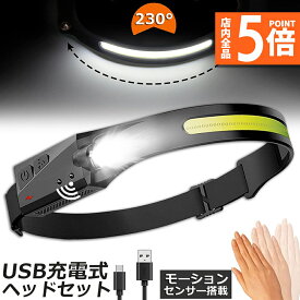 【6/4～6/11限定ポイント5倍！】ヘッドライト 充電式 USB LEDデュアル光源 ヘッドランプ 5種点灯モード 70g超軽量 高輝度 アウトドア用ヘッドライト IPX4防水 防塵 1200mAh大容量バッテリー 最大8時間使