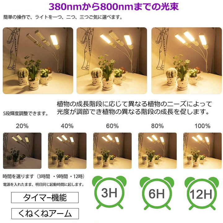 楽天市場】植物育成ライト 2個セット LED植物育成灯 ledライト 育苗 