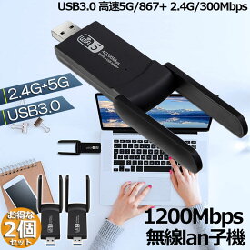 WiFi 無線LAN 子機 2個セット 1200Mbps wifi USB アダプタ 2.4G/5G wifi usb 親機両用 無線lan USB3.0 802.11ac/n/a/g/b Windows 7/8/10/11/Vista/XP/Mac OS X 対応 PC/Desktop/Laptop に最適