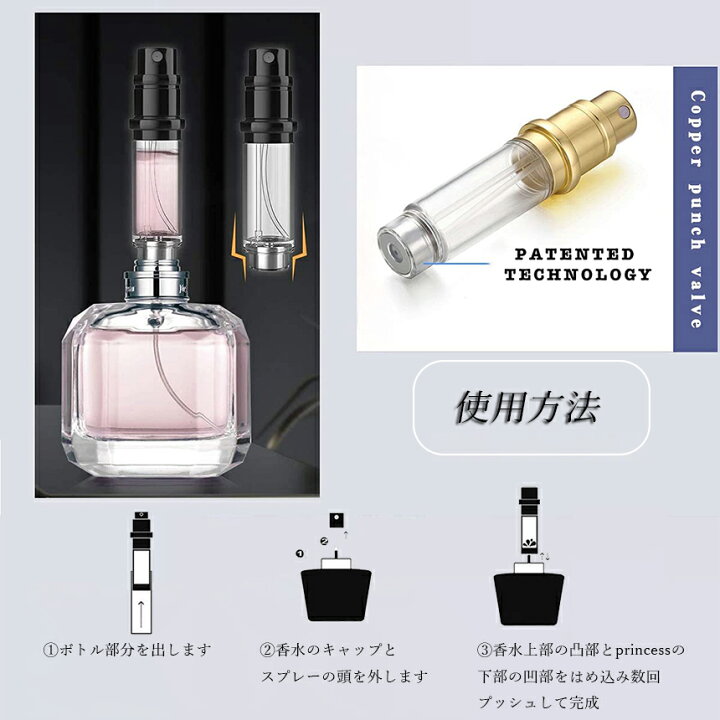 高価値 クイック アトマイザー 2個 ゴールド ブルー 5ml 香水 詰め替えボトル