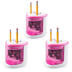 ★ポイント5倍 マラソンセール★電動鉛筆削り 3個セット えんぴつシャープナー 2削り穴 電池式 自動オフ 電動 小型 安全 小学生 色鉛筆 デッサン 美術 新学期 入学入園 入学祝い プレゼント