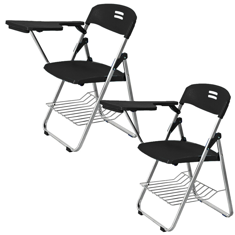 折りたたみ椅子 2脚セット テーブル 付き 完成品 折りたたみチェア 背付き 組み立て不要 メモ台付き 軽量 コンパクト 収納 会議 収納  パイプ椅子 パイプイス ミーティングチェア 椅子 一体型 チェア 送料無料 ヒットストア