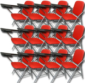 折りたたみ椅子 12個セット テーブル 付き 完成品 人工皮革 PU製 スポンジクッション付き 折りたたみチェア 背付き 組み立て不要 メモ台付き 軽量 コンパクト 収納 会議 収納 パイプ椅子 パイプイス ミーティングチェア 椅子 一体型 チェア 送料無料