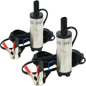 水中ポンプ 12V 24V 2個セット 小型 ウォーターポンプ 12L/min バッテリークランプ 電動 ポンプ ケーブル 3m スイッチ式 強力 給油 給水 排油 排水 灯油 海水 船舶 風呂 水槽 汚水バッテリー クラン