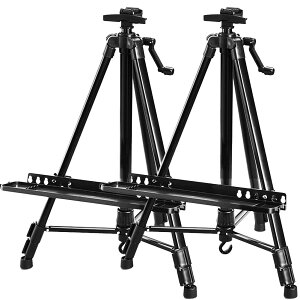 ★ポイント5倍 マラソンセール★イーゼル 折りたたみ アルミ 製 2個セット イーゼル 55 - 155cm 折り畳みイーゼル イーゼル スタンド 絵画スタンド 高さ調節3段階 展示 絵画 画材 画板 装飾 看板