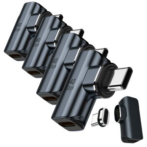 ★ポイント5倍 マラソンセール★USB4.0 Type C アダプター マグネット 2種類 ストレート L字 L型 オス メス 左右 90° PD 100W/5A 急速充電 40Gbps高速データ転送 8K@60Hz映像出力 タイプc ty