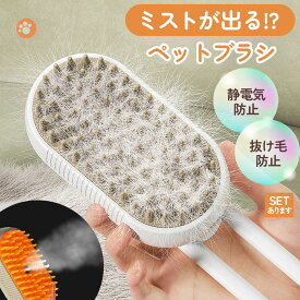 ミストブラシ 2色選べる ペットブラシ ブラッシング 抜け毛取り 犬猫両用 噴霧式 充電式 長毛 短毛 猫 犬 ねこ いぬ ペット ブラッシング ミスト ペット用品 換毛期 動物 ベージュ ホワイト 白 小判型 かわいい