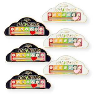 ピンバッジ ブローチ 白黒セット かわいい 安全ピン型 気持ちが伝わる 動く 選べる2種類 雲 電池 合金 エナメル ソーシャルバッテリーピン ムードトラッカーピン オシャレ 大人 子供 プ