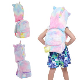 モコモコ キッズバック パックリュック キッズ 男の子 女の子 子供用 フード付き ウール かわいい おでかけ かばん バックパック フード付き ぬいぐるみ 旅行 グリーン レッド ブルー