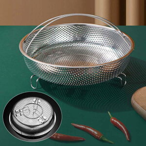 蒸しかご ステンレス 野菜蒸しバスケット 丸型 ハンドルと底足付き 多機能 蒸し皿 調理 ざる キッチン用品 調理器具