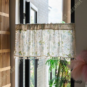 小窓用カーテン 遮光 カフェカーテン 花柄 北欧 おしゃれ リネン 綿麻 小窓カーテン 間仕切り 突っ張り棒通し 目隠し 収納棚 小窓 キッチン 喫茶店 洗面所