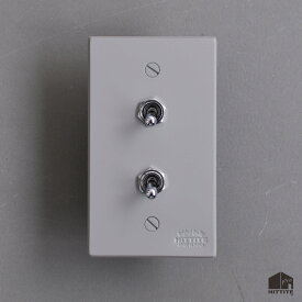 トグルスイッチD（2口長方形型）黒/白/グレー（艶消し）3路式（片切対応）鉄製 アイアン スイッチプレート 照明器具 リビング 玄関 トイレ おしゃれ かっこいい インダストリアル レトロフューチャー 日本製