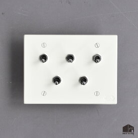 トグルスイッチJ（5口2列型）黒/白/グレー（艶消し）3路式（片切対応）鉄製 アイアン スイッチプレート 照明器具 リビング 玄関 トイレ おしゃれ かっこいい インダストリアル レトロフューチャー 日本製