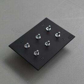 トグルスイッチL（6口2列型）黒/白/グレー（艶消し）3路式（片切対応）鉄製 アイアン スイッチプレート 照明器具 リビング 玄関 トイレ おしゃれ かっこいい インダストリアル レトロフューチャー 日本製