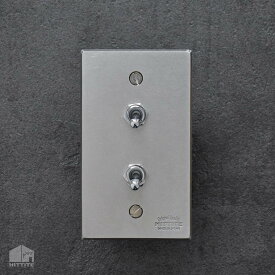 ステンレス製トグルスイッチD（2口長方形型）シルバー マット仕上げ 3路式（片切対応） スイッチプレート 照明器具 リビング 玄関 トイレ おしゃれ かっこいい 錆びにくいインダストリアル レトロフューチャー 日本製 国産 メーカー直販