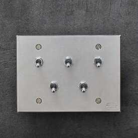 ステンレス製トグルスイッチJ（5口2列型）シルバー マット仕上げ 3路式（片切対応） スイッチプレート 照明器具 リビング 玄関 トイレ おしゃれ かっこいい 錆びにくいインダストリアル レトロフューチャー 日本製 国産 メーカー直販