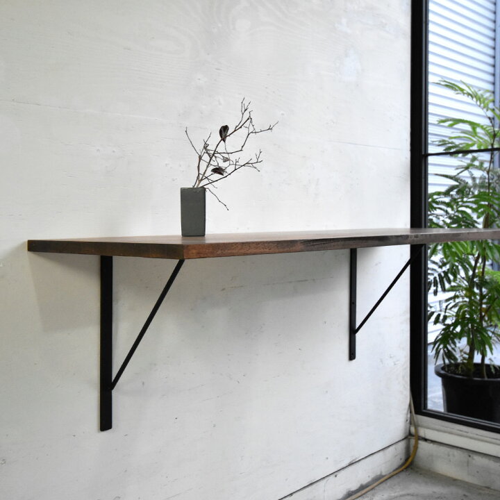 楽天市場 自社工場直送壁付けカウンターテーブル W1cm D50cm アイアン 木製天板 壁掛け 脚なし ウォールデスク シンプルモダン ワーク デスク パソコンデスク ミニマリストスタイル インダストリアルデザイン書斎 リビング キッチン ダイニング Hittite Pro
