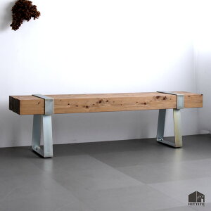 鉄帯ベンチ 三価クロム脚アイアン クロムメッキ3人掛け 150cmダイニング ガーデン雨に強い 腐らない 頑丈 かっこいい国産 日本製屋内 屋外 玄関檜 ヒノキ 天然木インテリア 花台 縁台ベンチ