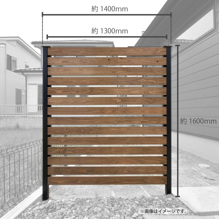 楽天市場 ウッドフェンス 3ピッチセット 幅4m10cm 日本製 自社工場直送 目隠し 外構 アイアン支柱 フェンス ボーダーフェンス エクステリア 造園 庭 庭造り ガーデニング 駐車場 門壁 外壁 勝手口 プロ仕様 Hittite Pro