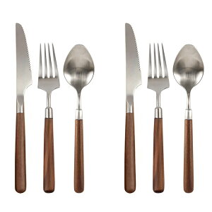 Hive Mind 木製ハンドル カトラリーセット(1人用/2人用)ナイフ フォーク スプーン 18-8ステンレス製 天然木 北欧風 シンプルデザイン おしゃれ ギフト プレゼント 母の日 父の日にも最適